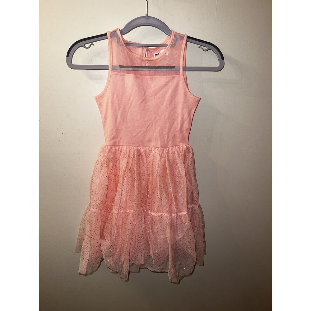 Epic Threads Dress Girls Pink Kids Dress Size Small Gold Glitter In Skirt